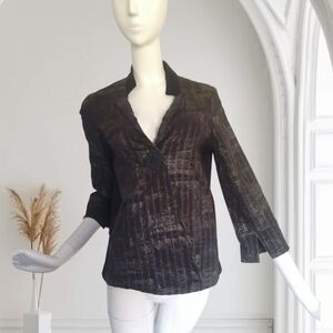 Joseph Ribkoff Black Crinkled Single-Button Blazer